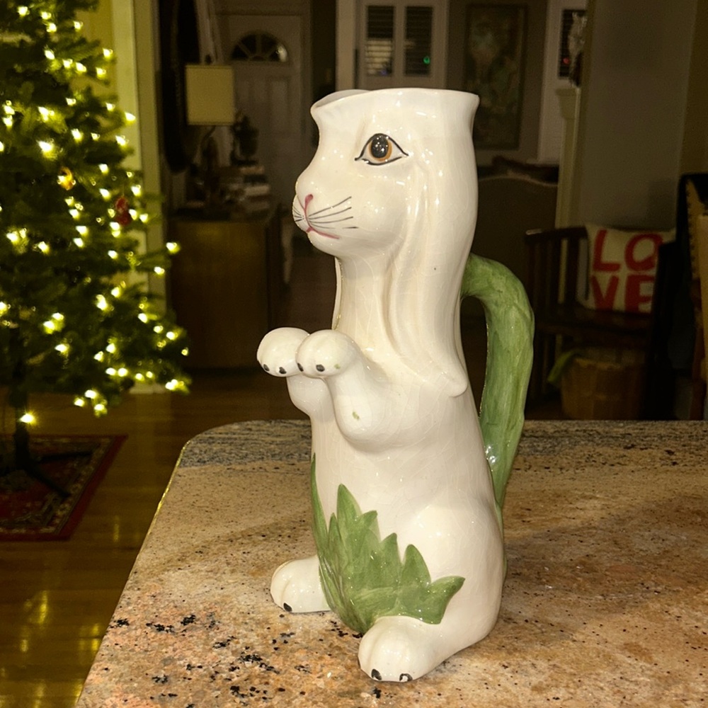 RARE PORTUGESE Vintage bunny vase or water pitcher